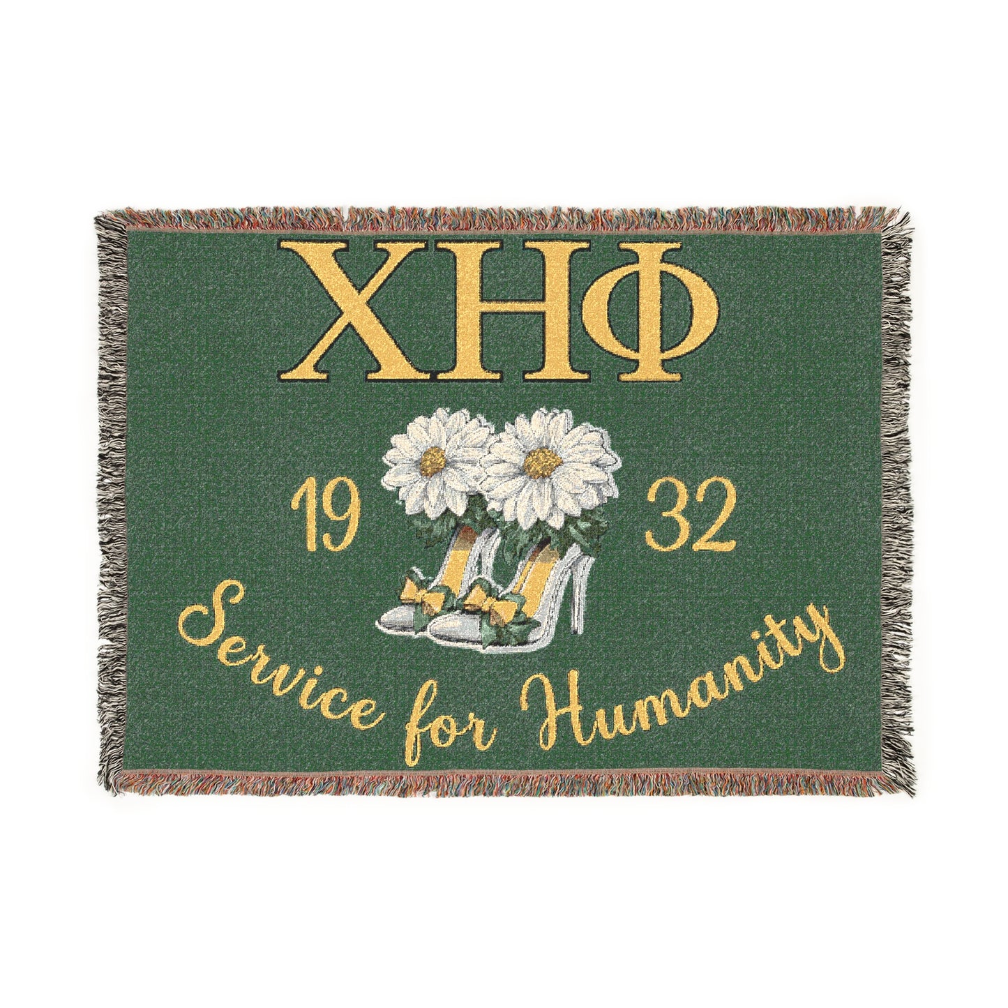 Woven Fringed Chi Eta Phi Blanket