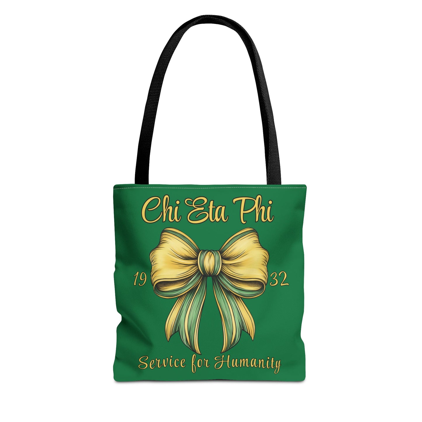 Chi Eta Phi Green with Yellow Bow Design Tote Bag