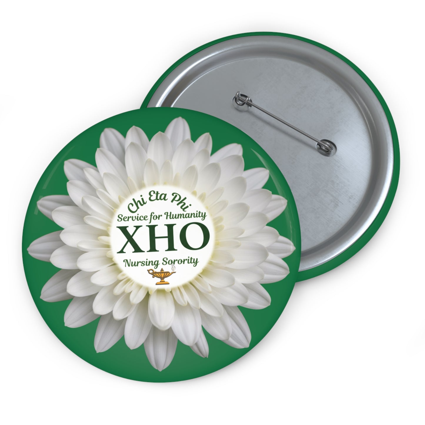 Green XHO Button White Chrysanthemum