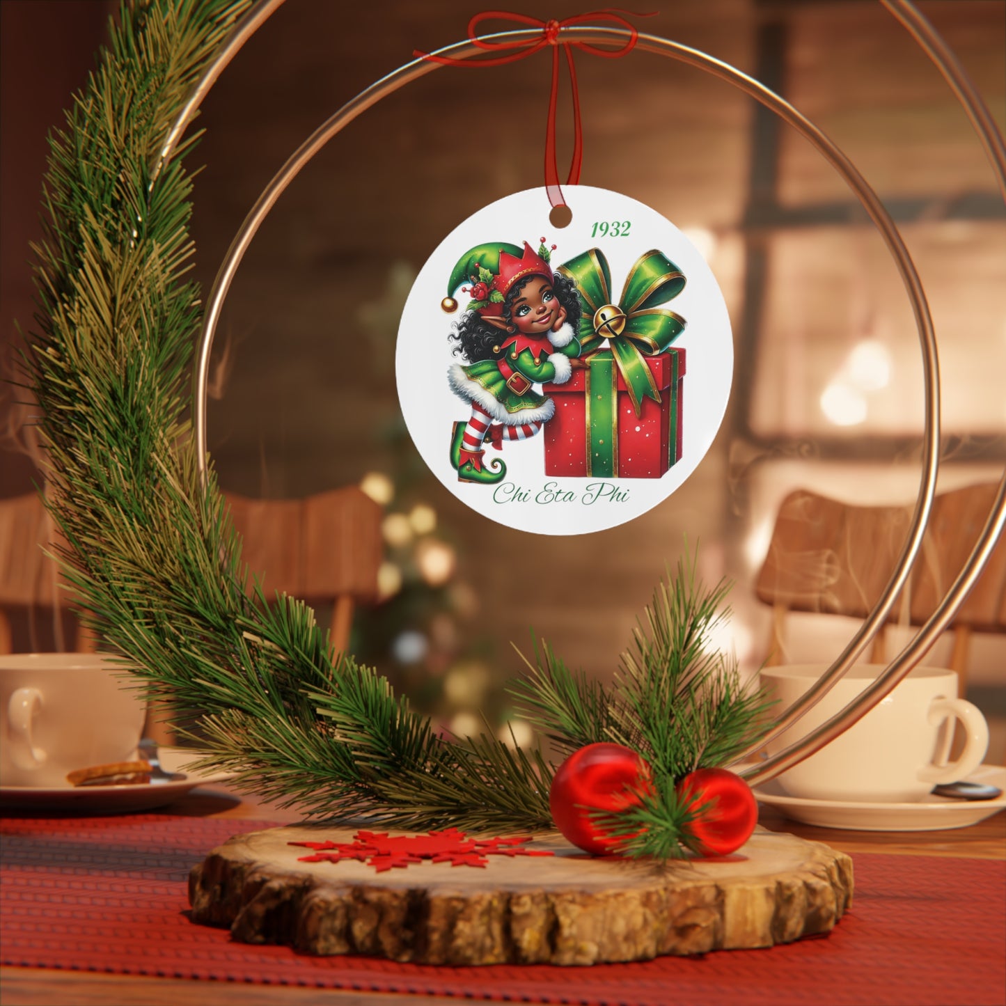 Circular Chi Elf Metal Ornament