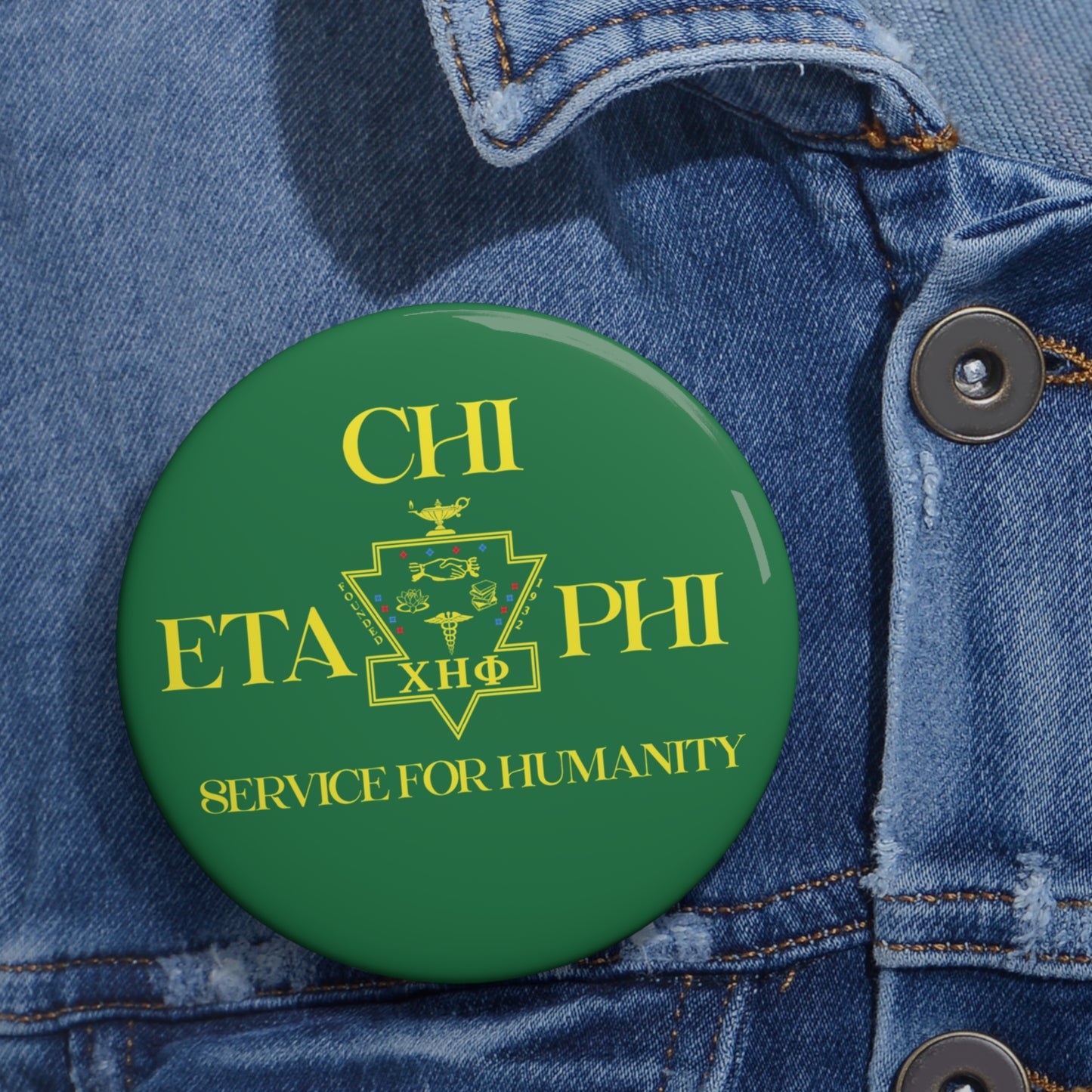 Chi Eta Phi Green Logo Button