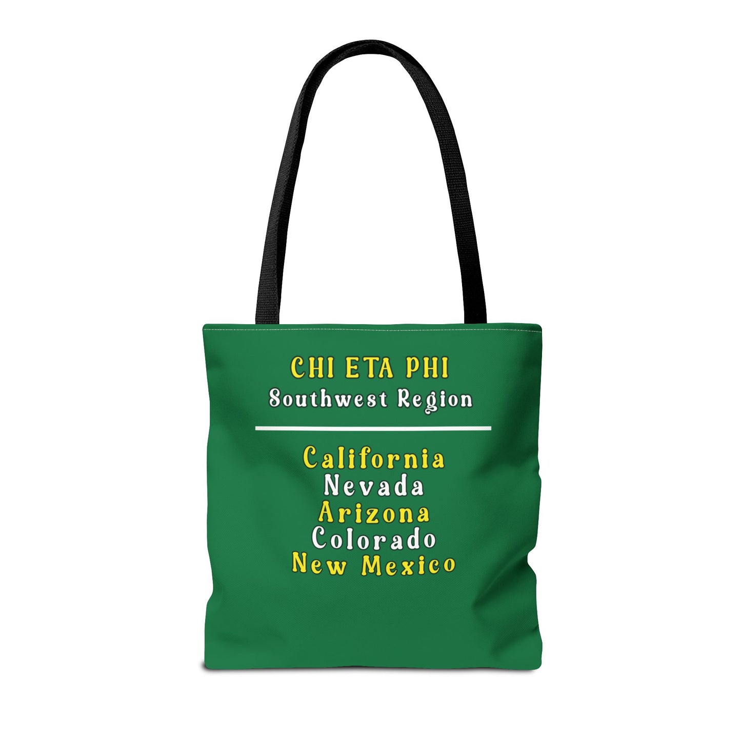 Colorful Regional Chi Soror Tote Bags