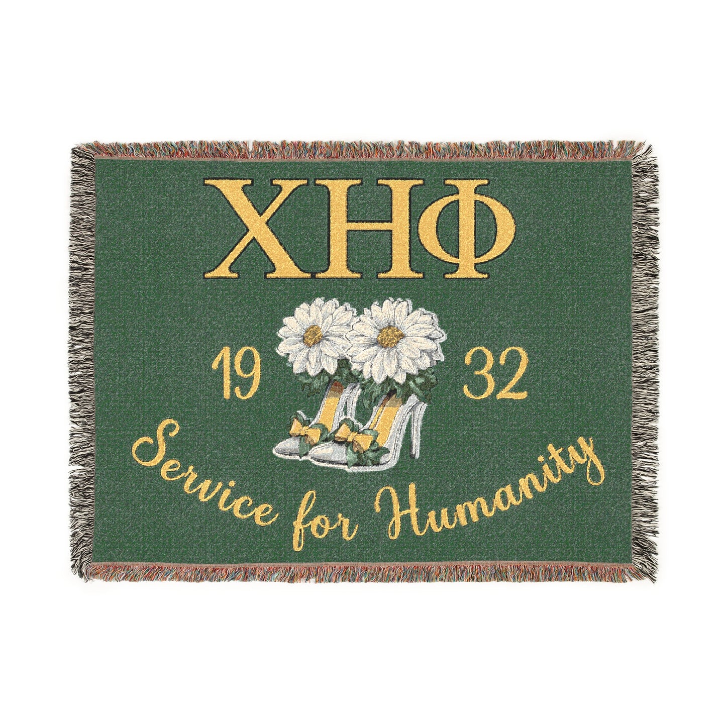 Woven Fringed Chi Eta Phi Blanket