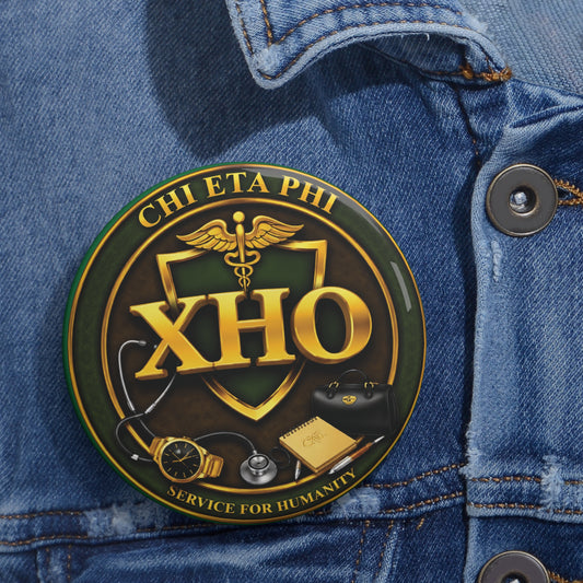 Chi Eta Phi Green Logo Button