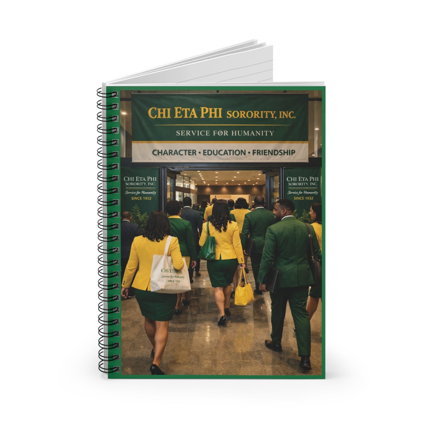 Chi Eta Phi Sorority Spiral Notebook — "Service for Humanity" Ruled Journal