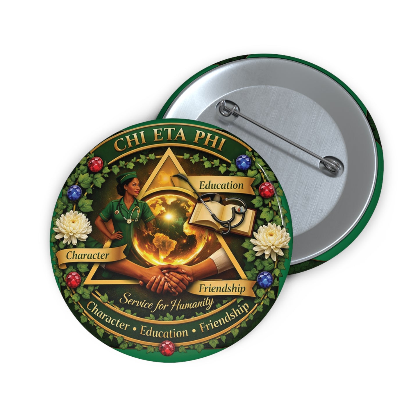 Chi Eta Phi Character, Education, Friendship  Button