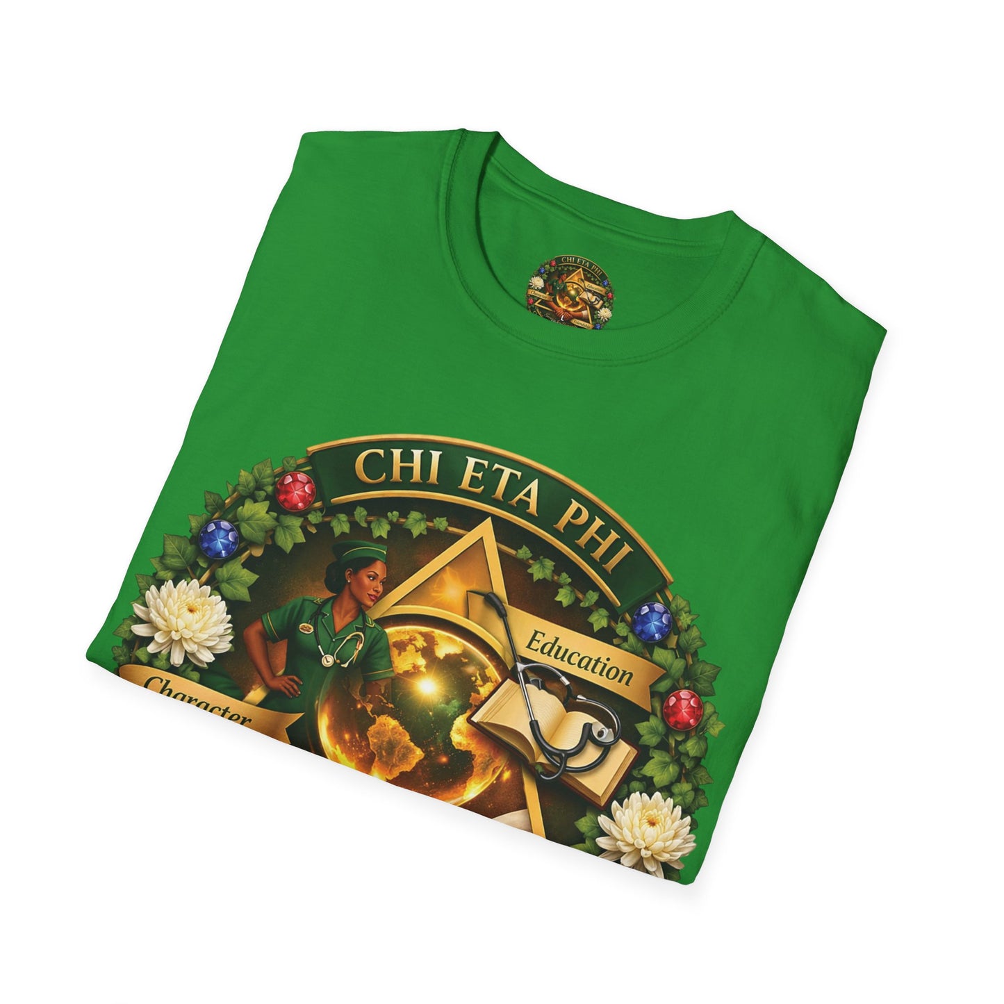 Chi Eta Phi Nursing Sorority Crest T-Shirt — Character, Education, Friendship Tee