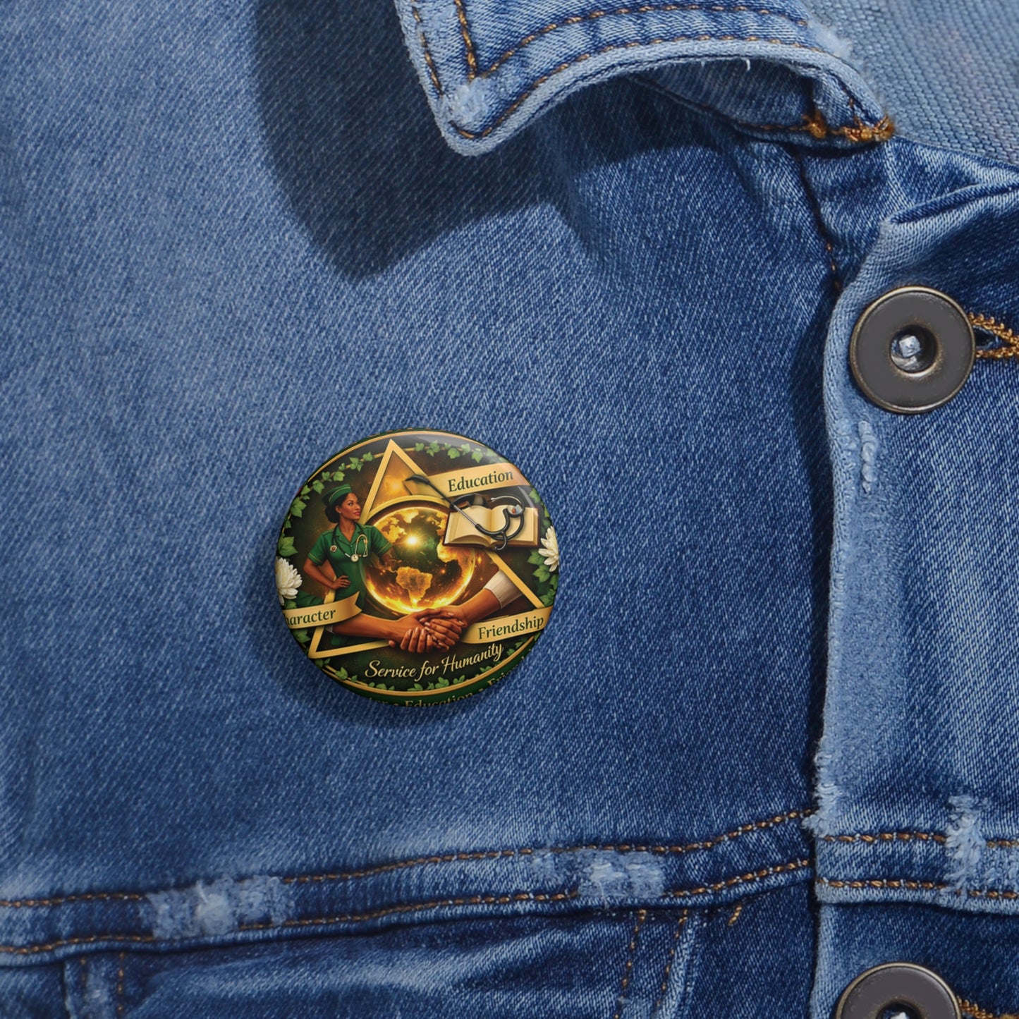 Chi Eta Phi Character, Education, Friendship  Button