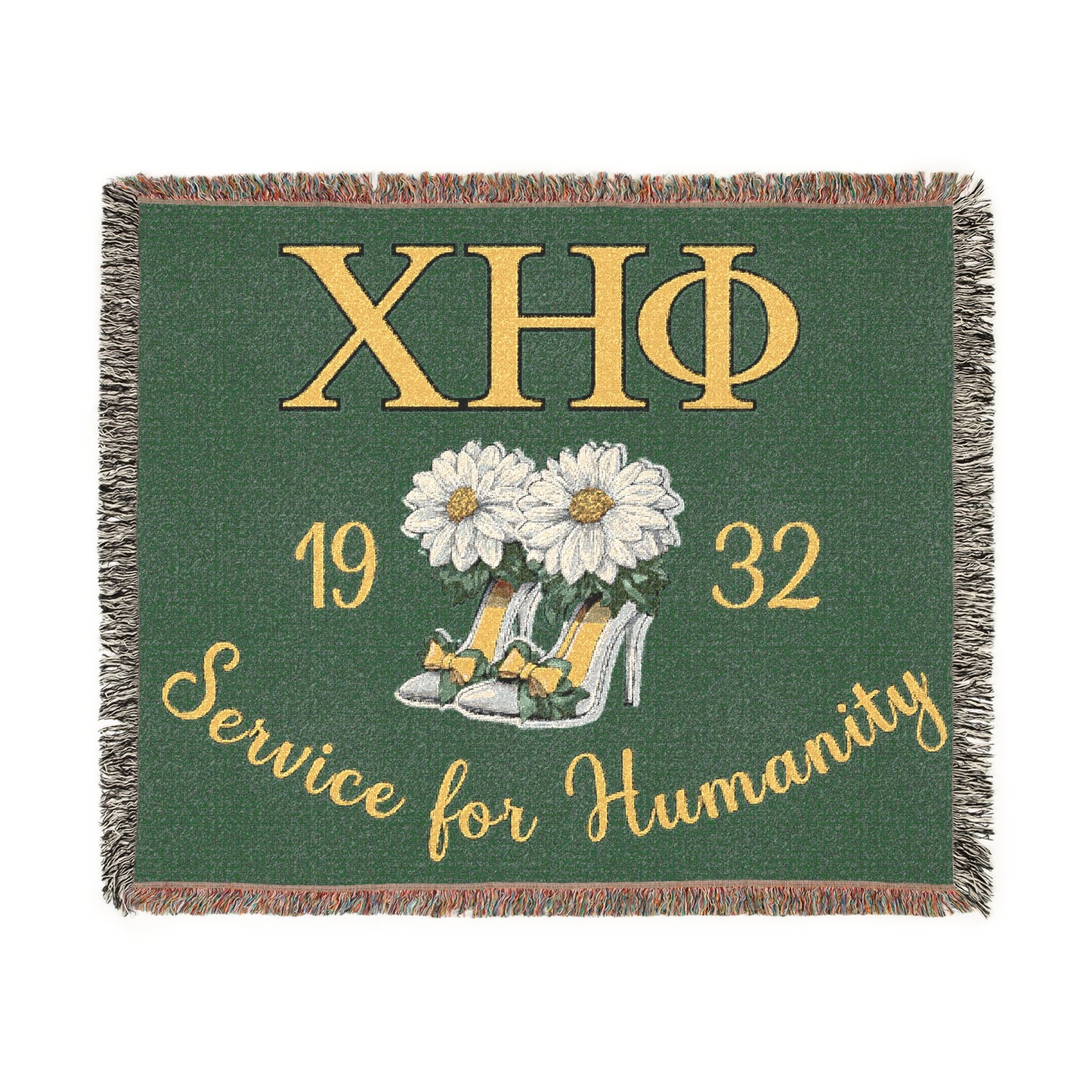 Woven Fringed Chi Eta Phi Blanket