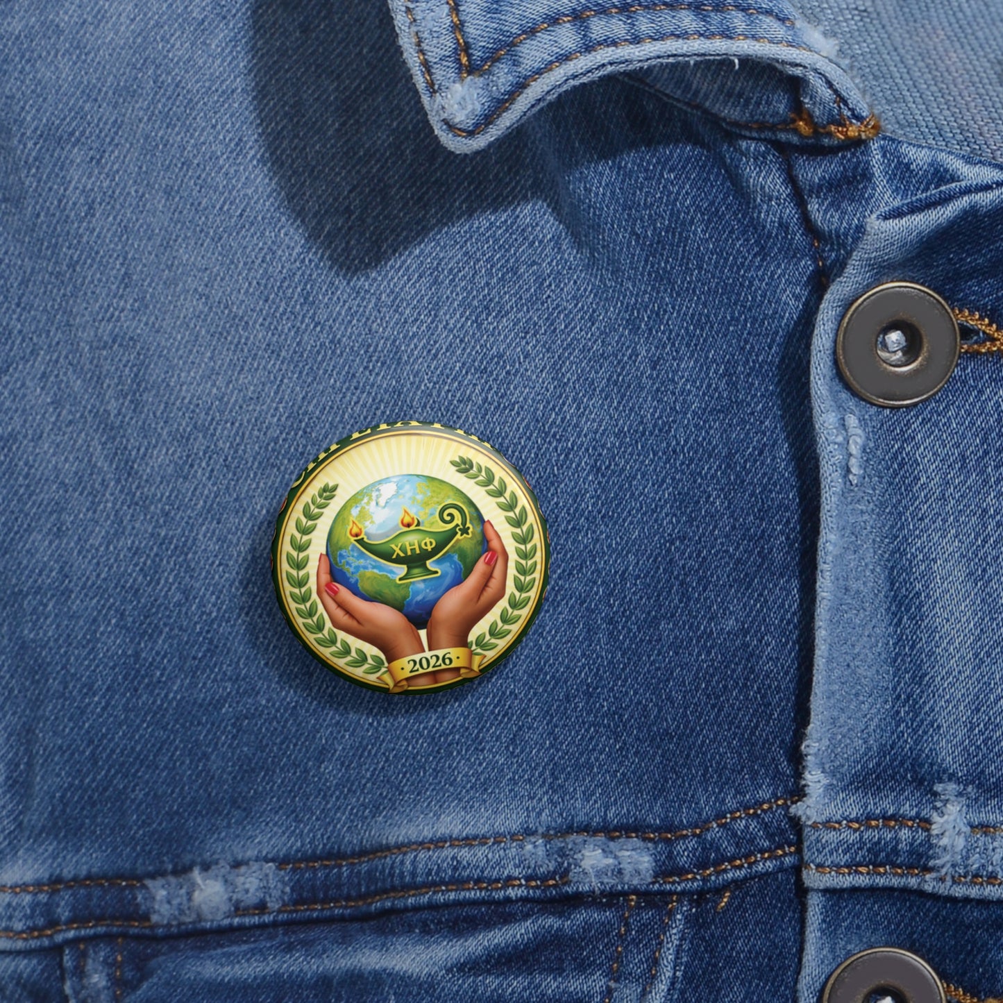 Chi Eta Phi Green Logo Button