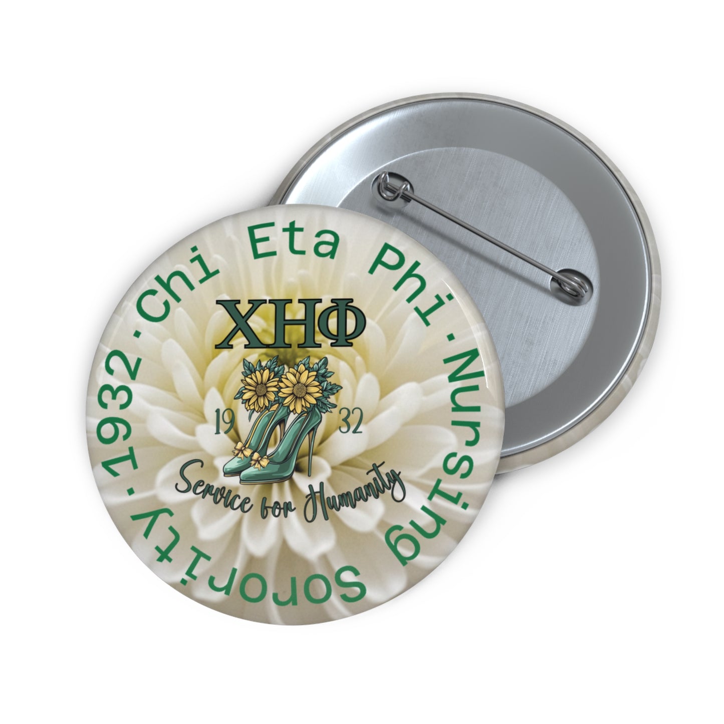 Yellow and Green XHO Button White Chrysanthemum