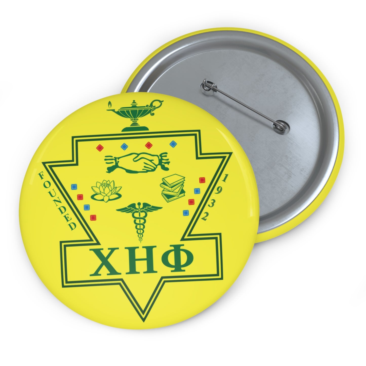 Chi Eta Phi Yellow Emblem Button
