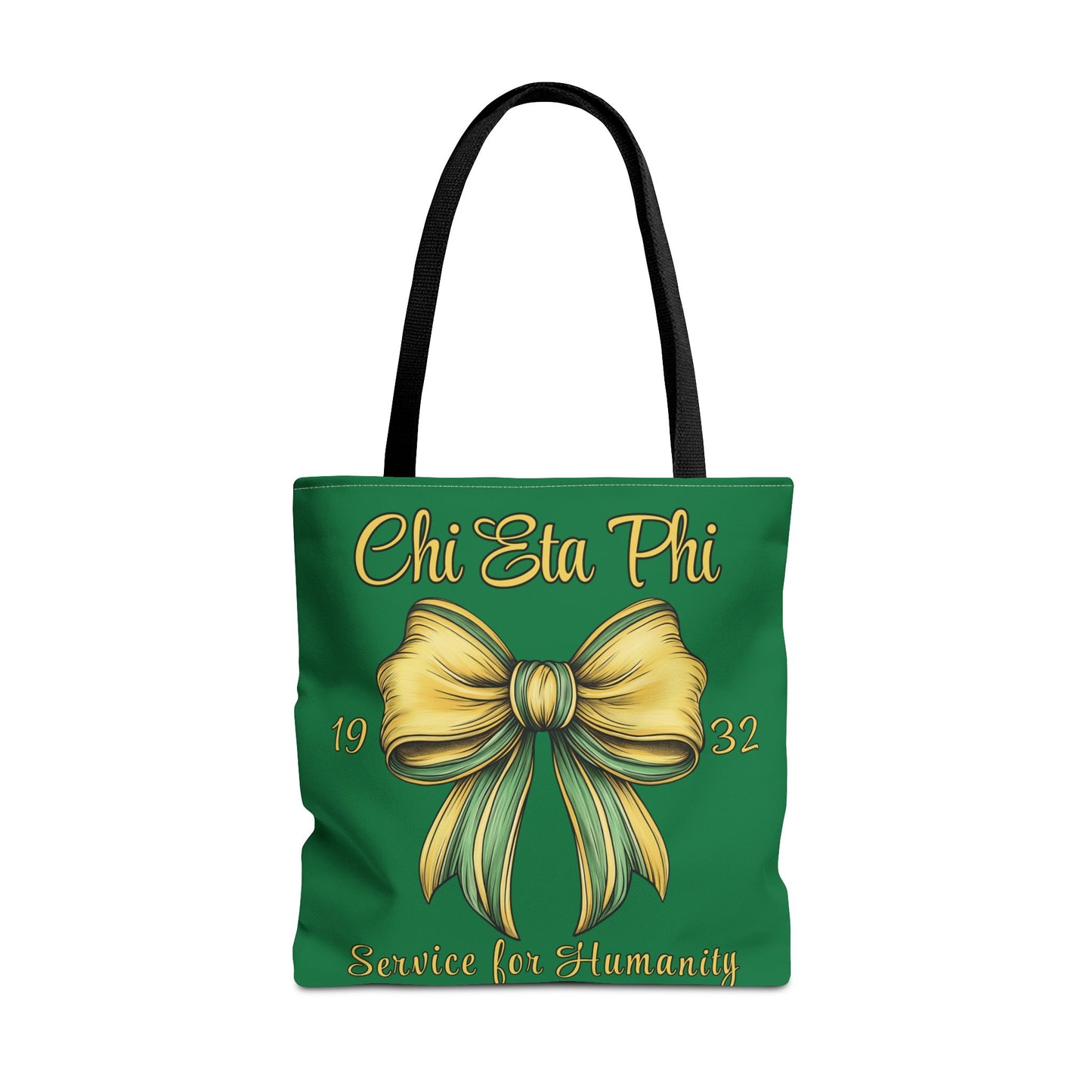 Chi Eta Phi Green with Yellow Bow Design Tote Bag