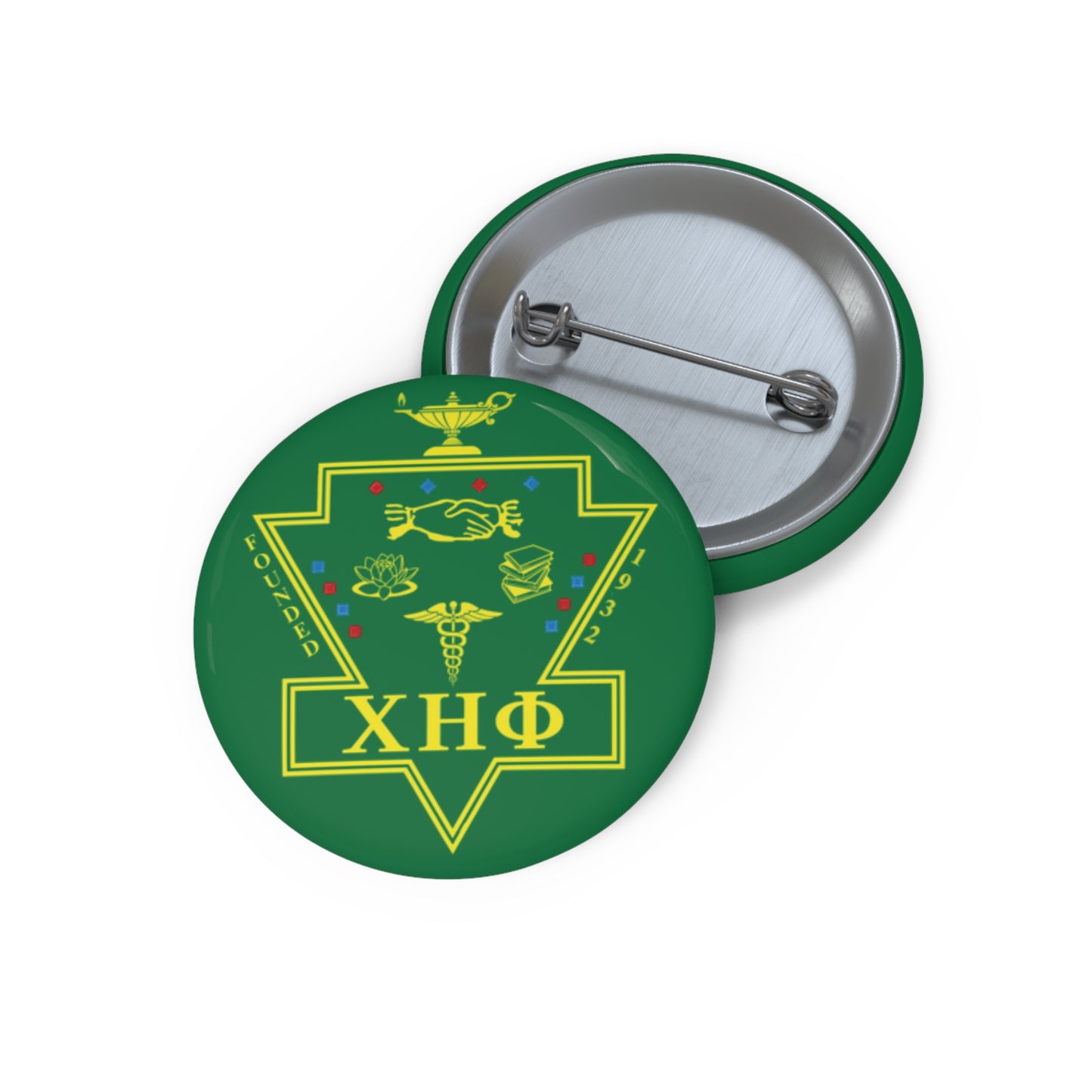 Chi Eta Phi Green Logo Button