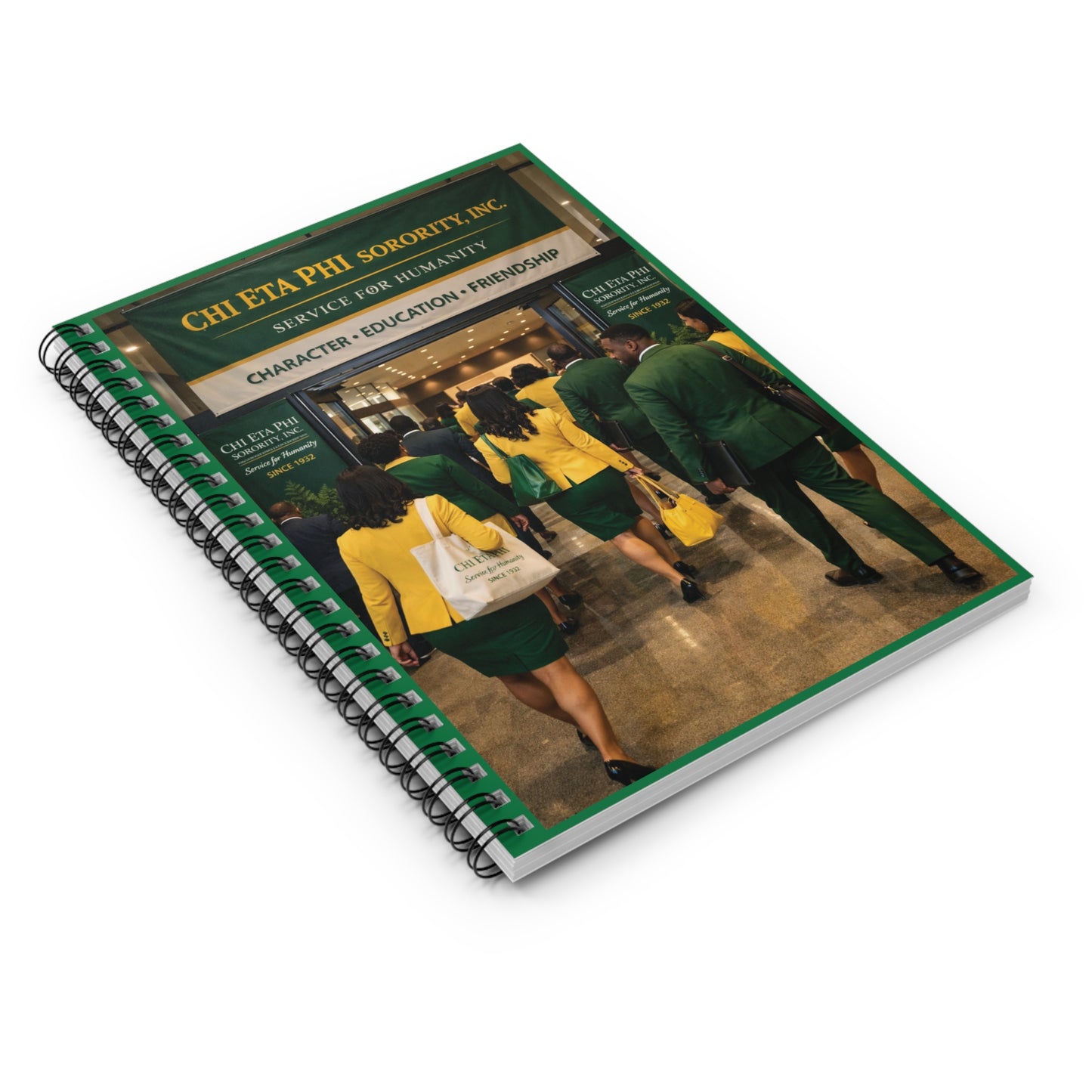 Chi Eta Phi Sorority Spiral Notebook — "Service for Humanity" Ruled Journal