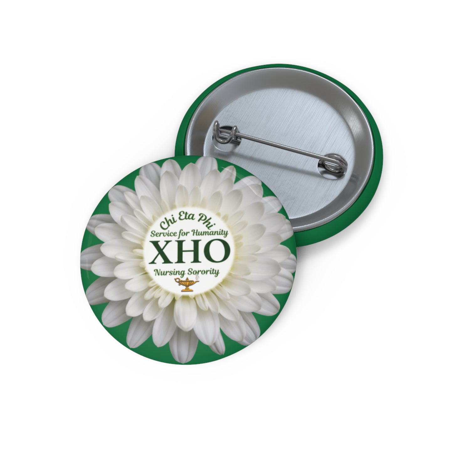 Green XHO Button White Chrysanthemum
