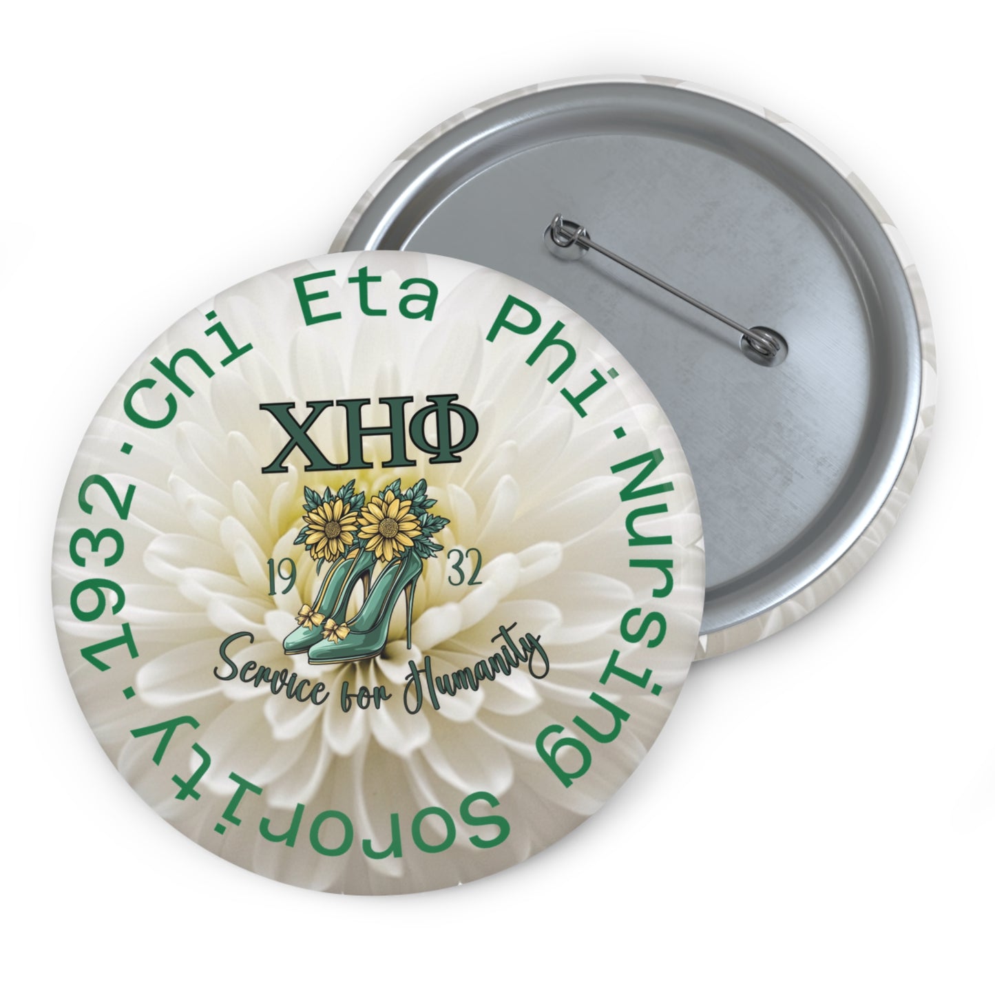 Yellow and Green XHO Button White Chrysanthemum