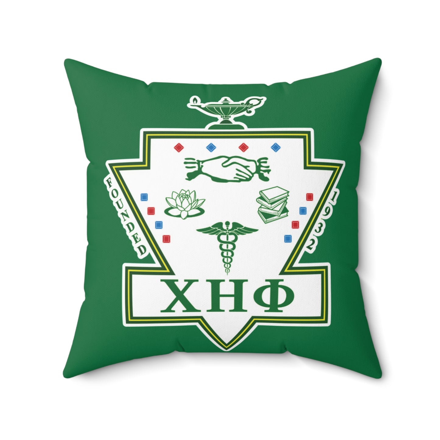 Chi Eta Phi Square Green Logo Pillow