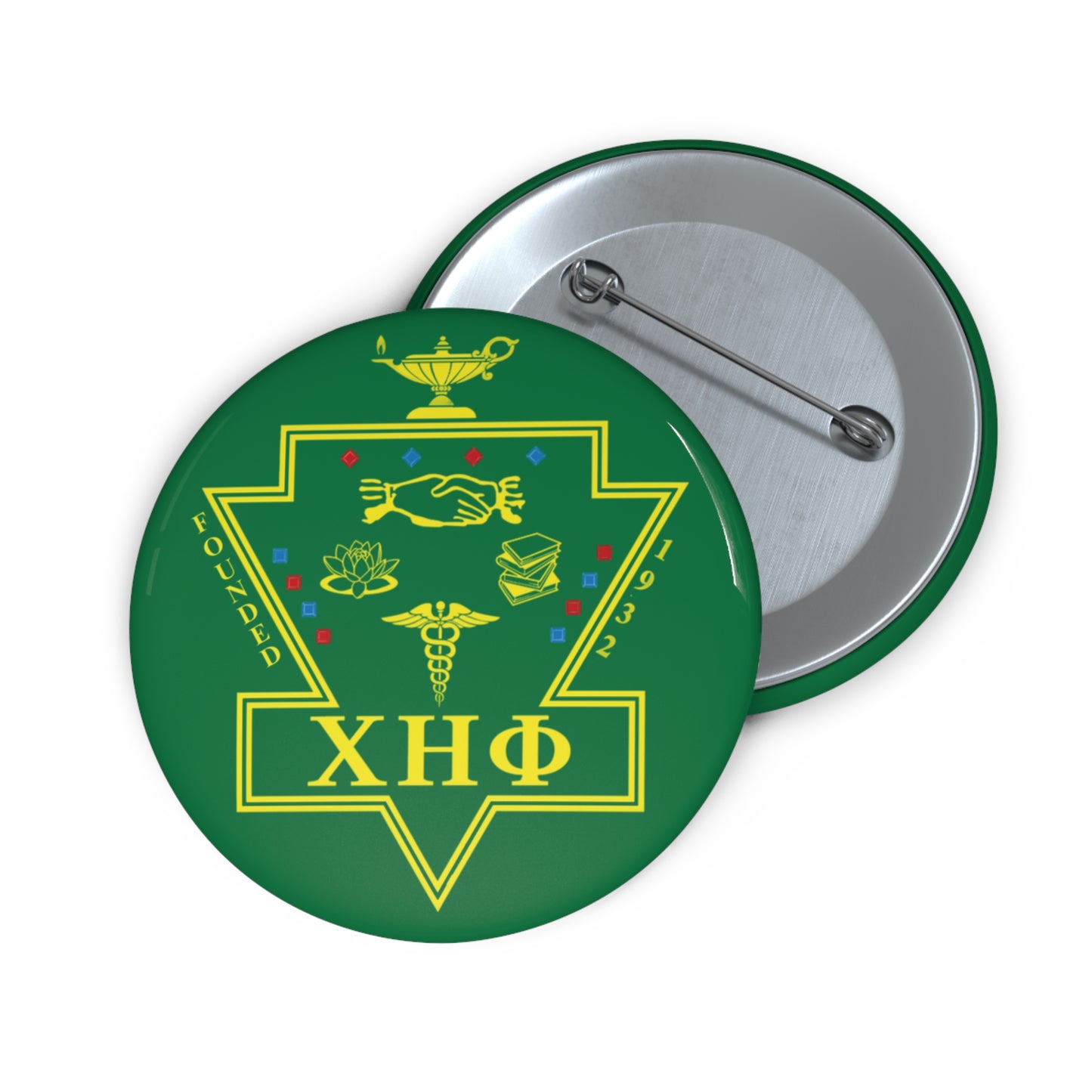 Chi Eta Phi Green Logo Button