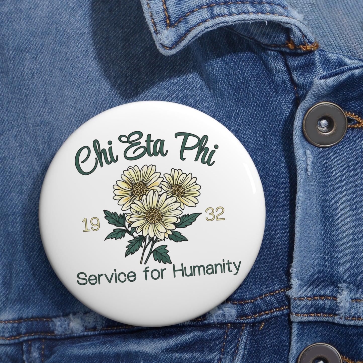 Chi Eta Phi Floral 1932 Customizable Button