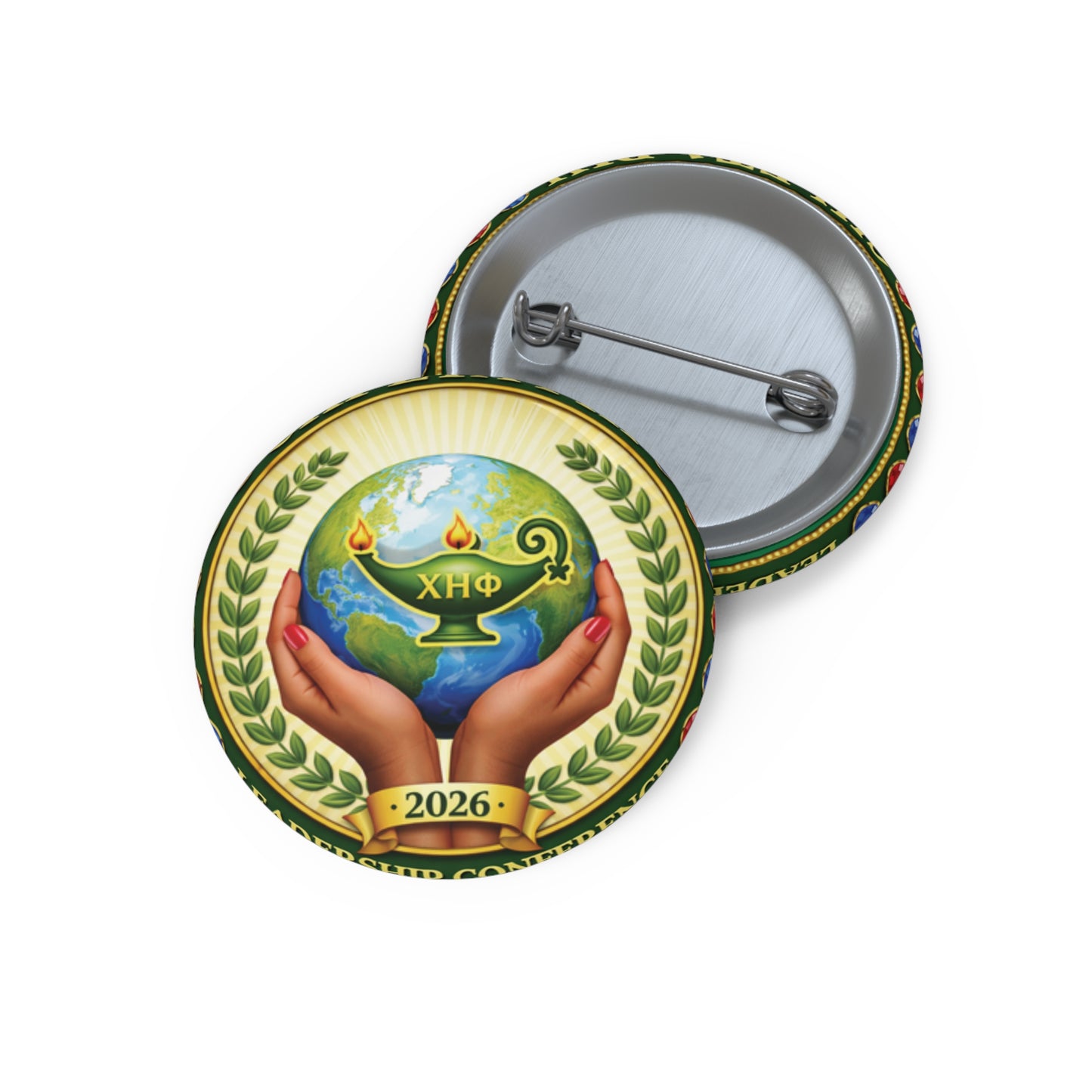 Chi Eta Phi Green Logo Button