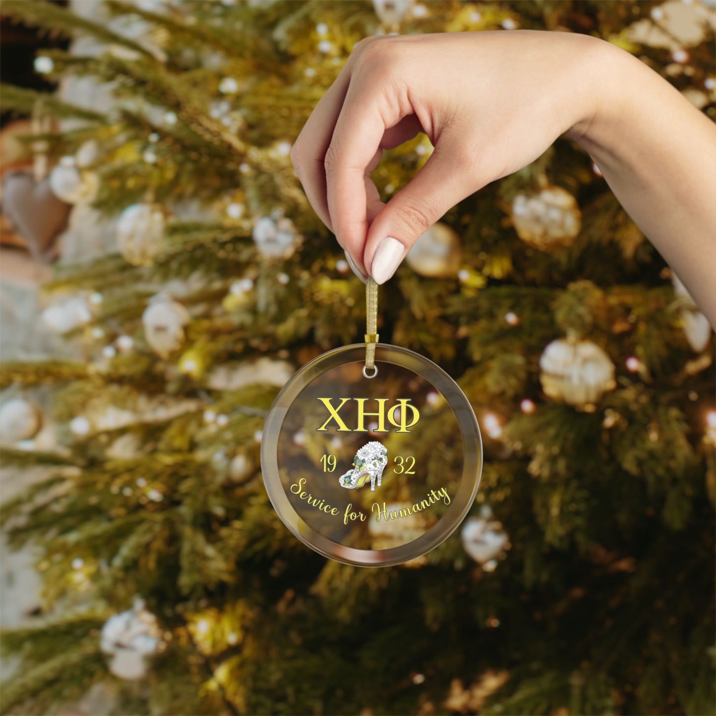 Chi Eta Phi Service for Humanity Glass Ornament