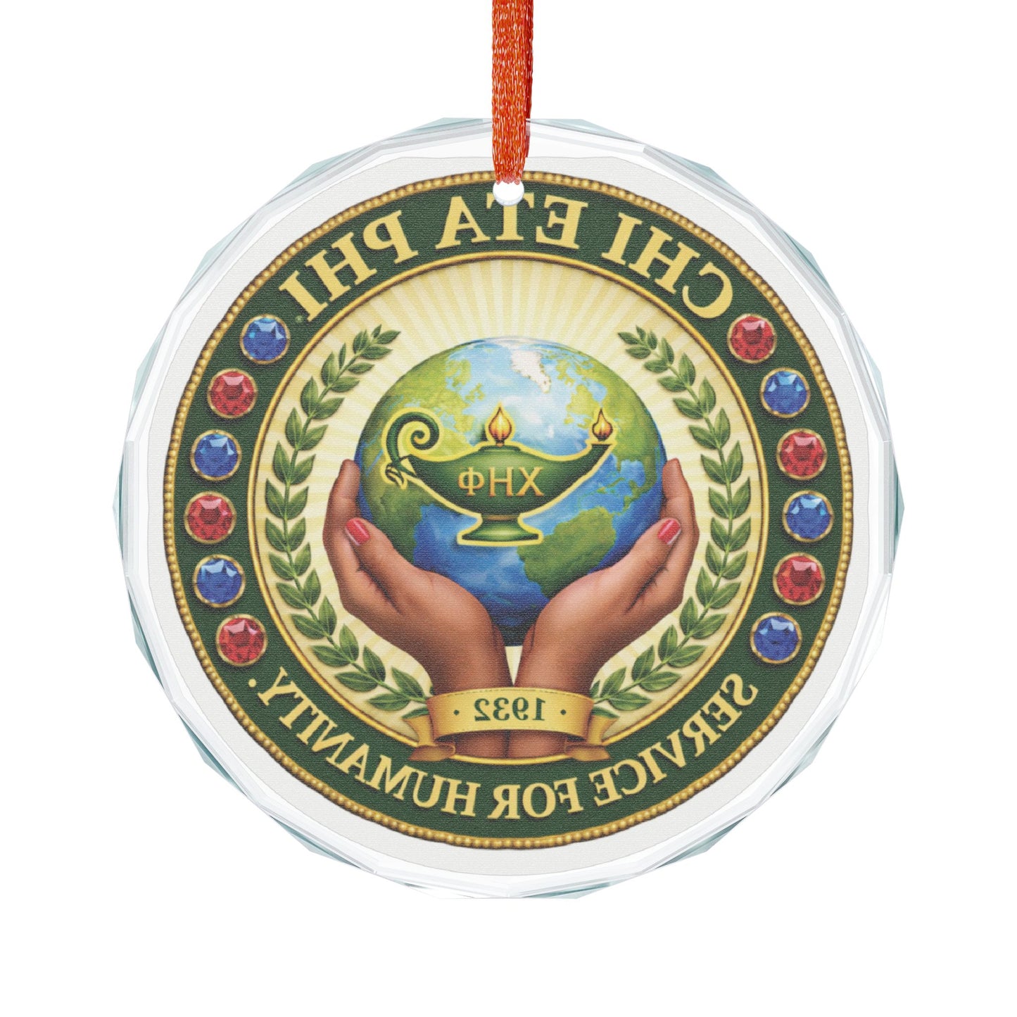 "Service for Humanity" Glass Ornament Sorority Keepsake