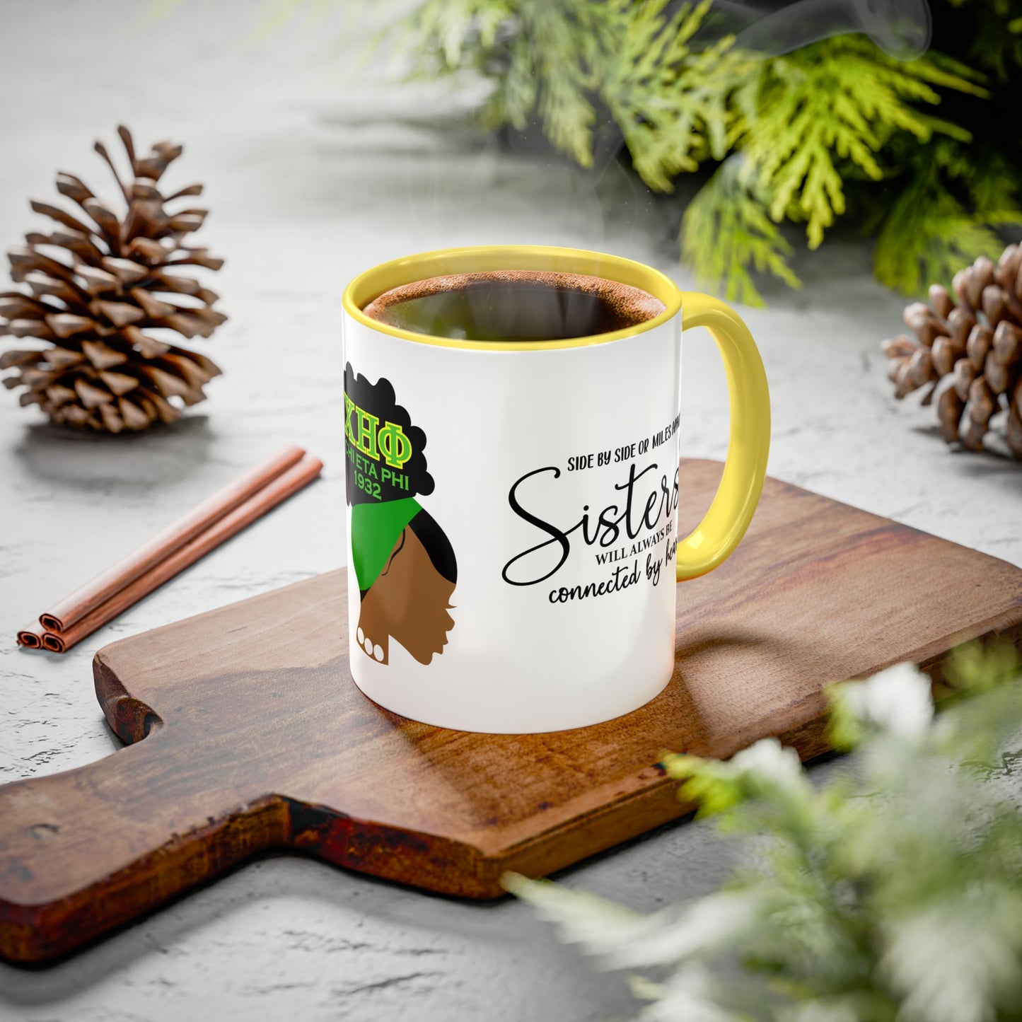 Chi Eta Phi Sisters Two-Tone Coffee Mugs, 11oz