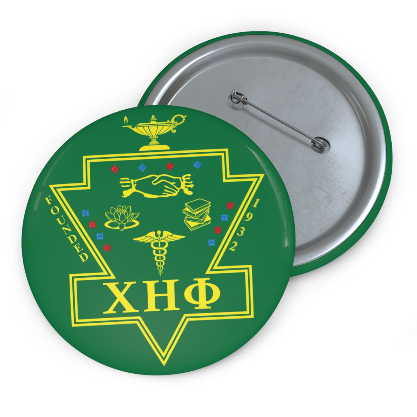 Green Chi Eta Phi Emblem Button