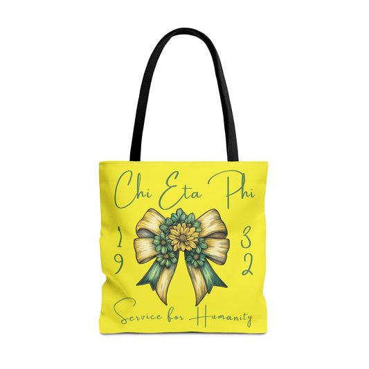 Chi Eta Phi Floral and Bow Design Tote Bags