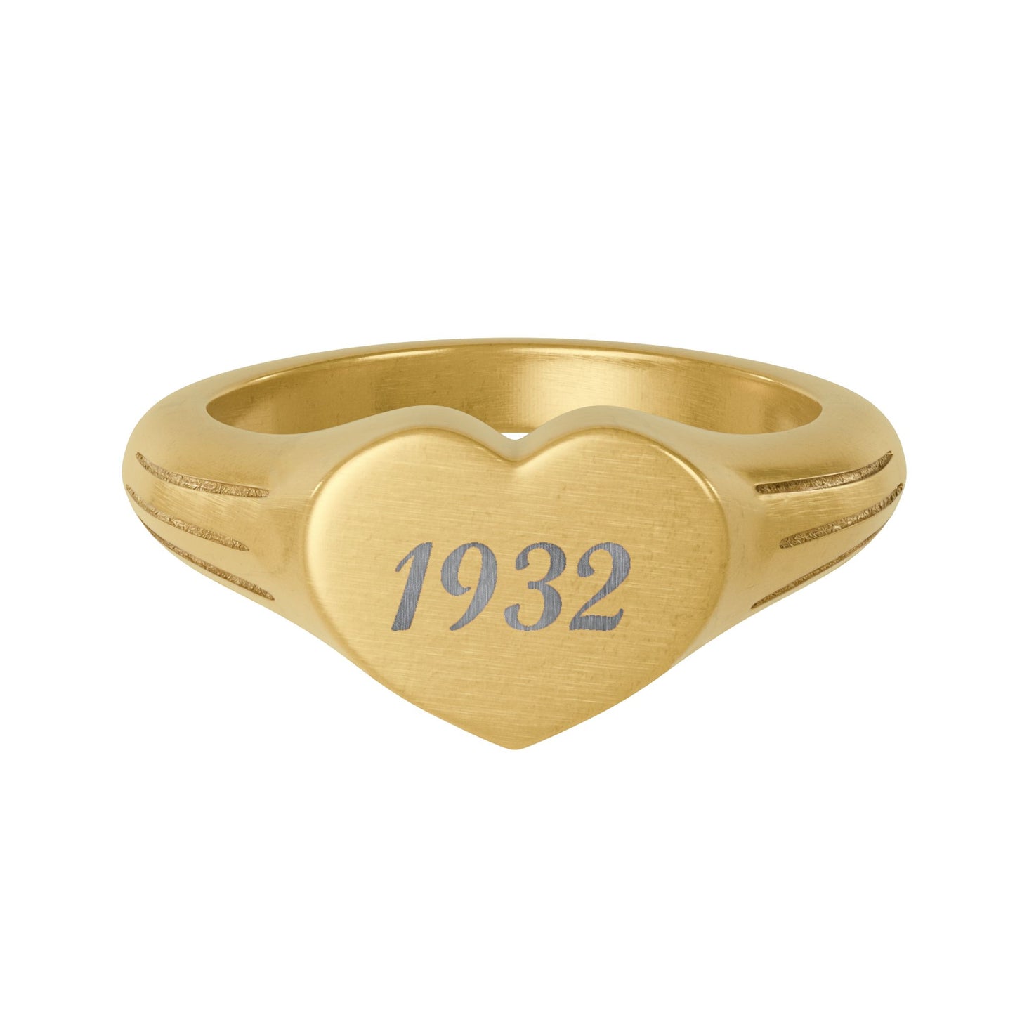 Stainless Steel Heart Signet Ring (Engraving)