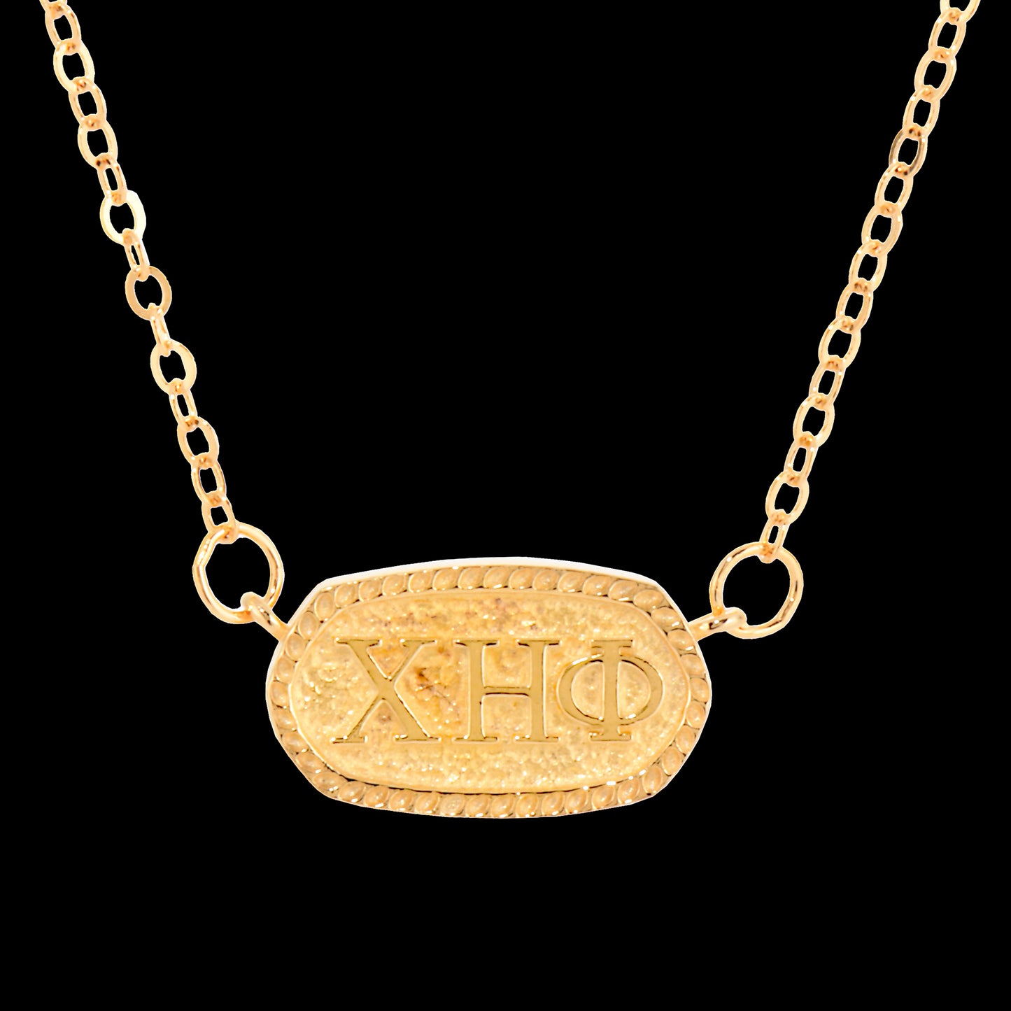 Hand Crafted Oval  22K Gold Plated Chi Necklace